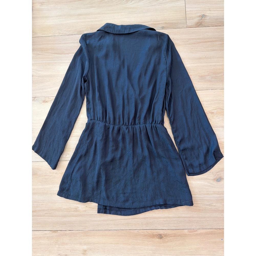 Free People Simone‎ Blazer Mini Dress Navy Blue Wrap Notched Lapel Long Sleeve - Picture 4 of 8